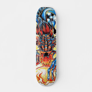 Skateboard personalizado del tatuaje azul asiático y de la f