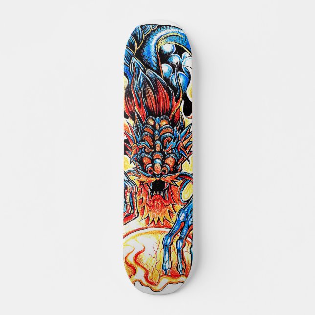 Skateboard personalizado del tatuaje azul asiático y de la fl (Anverso )