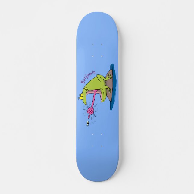 Skateboard Personalizado divertida de rana y mosca (Anverso )