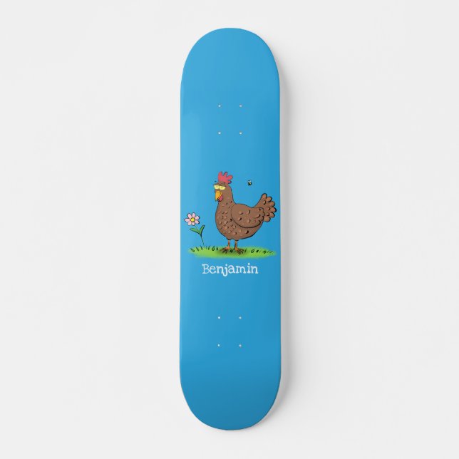 Skateboard Personalizado divertido de pollo rústico y caprich (Anverso )
