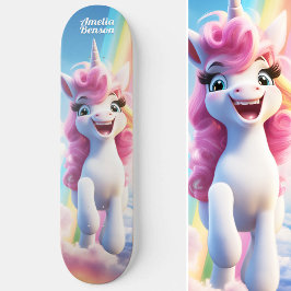 Skateboard Personalizado dulce Unicornio volando en el cielo