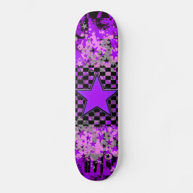 Skateboard Personalizado Estrella Púrpura (Anverso)