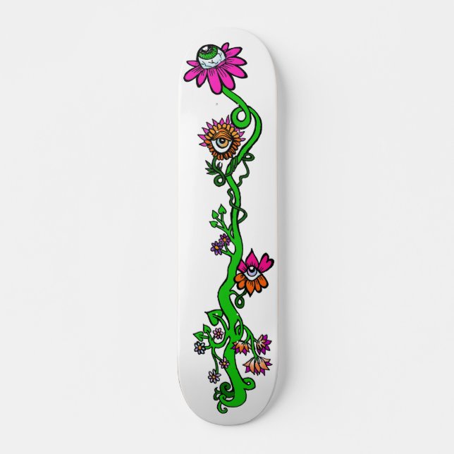 Skateboard Personalizado Floral Eyeball (Anverso )