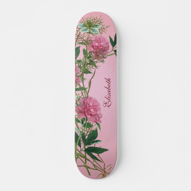 Skateboard Personalizado floral rústico de peonía temática pe (Anverso )