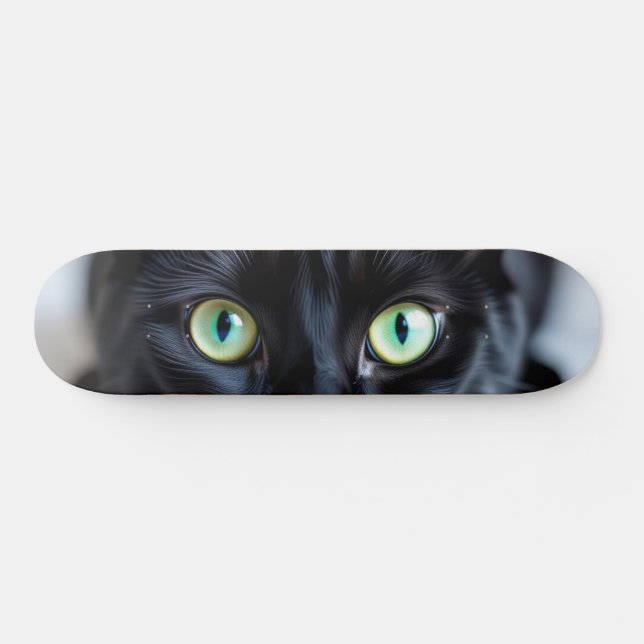 Skateboard Personalizado Gato Negro Ojos Mascota Kitty Foto C (Horz)