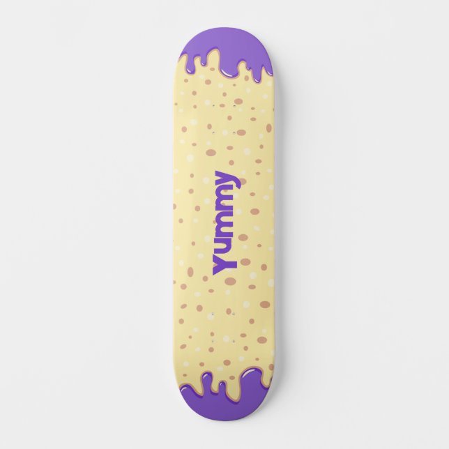 Skateboard Personalizado goteando pastel con el nombre (Anverso)