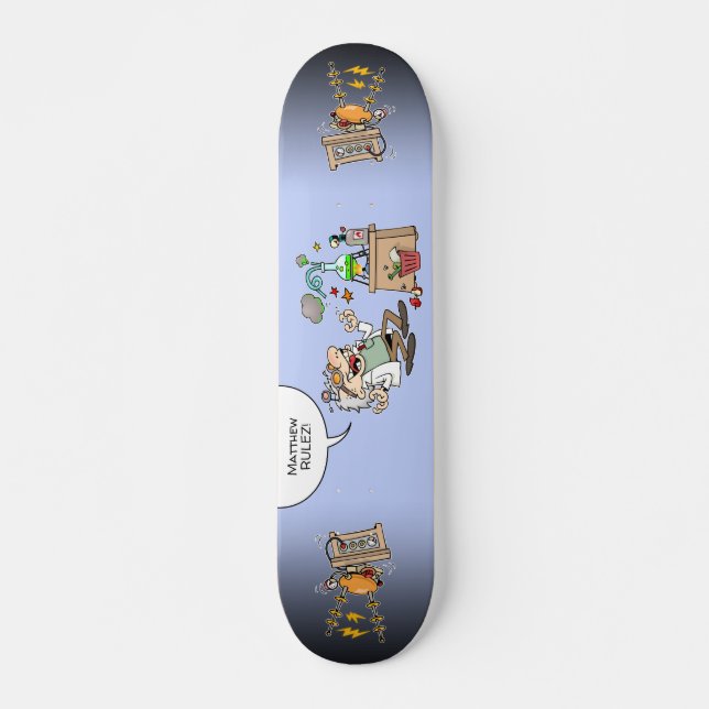 Skateboard Personalizado Loco Científico Con Globo De Texto P (Anverso )