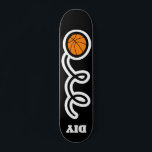Skateboard Personalizado monocasco baloncesto en cubierta de<br><div class="desc">Personalizado monocasco de baloncesto en la cubierta de patinaje. Diseño de tablero Guay de madera para niños y chicas. Divertida idea de regalo de cumpleaños para los niños. Personaliza con tu propio nombre único, citas divertidas o cartas monográficas. Increíble idea de regalo de cumpleaños para el hijo del patinador, nieto,...</div>