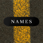 Skateboard Personalizado negro simple Añadir su nombre elegan<br><div class="desc">Simple Personalizado Negro Añade tu nombre de diseño elegante para cualquiera.</div>