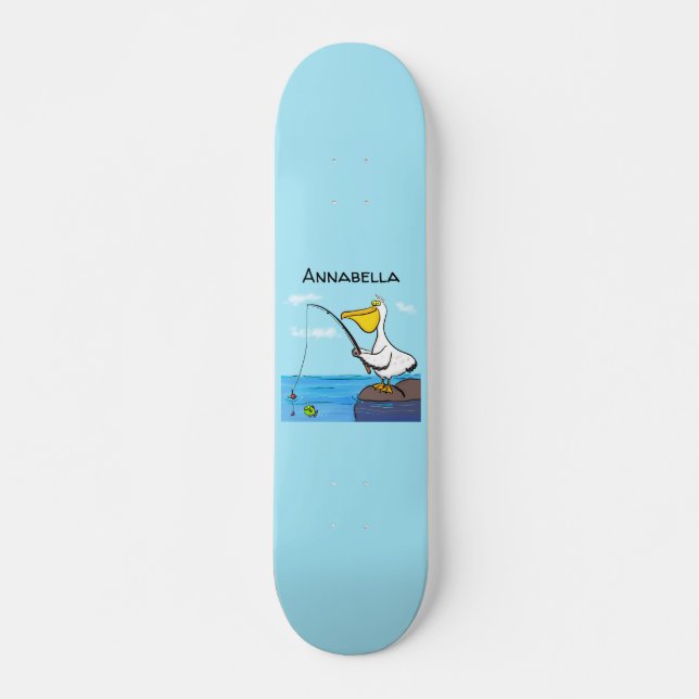 Skateboard Personalizado pelícano de pesca divertida (Anverso )