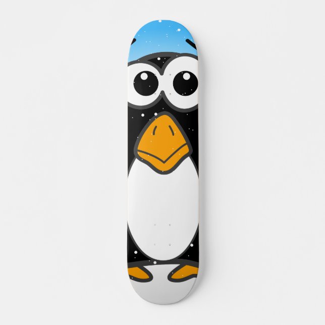 Skateboard Personalizado pingüino lindo azul ilustrado (Anverso )