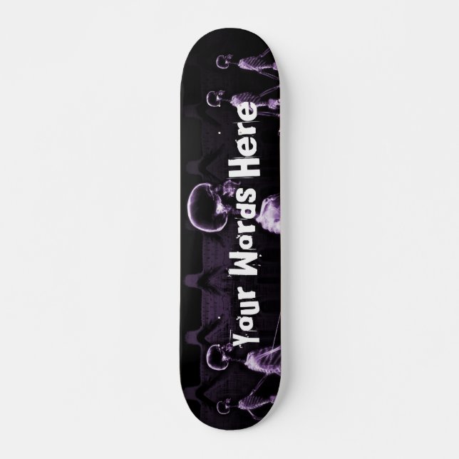 Skateboard Personalizado Purple X-Ray Skeletons Paseo nocturn (Anverso )