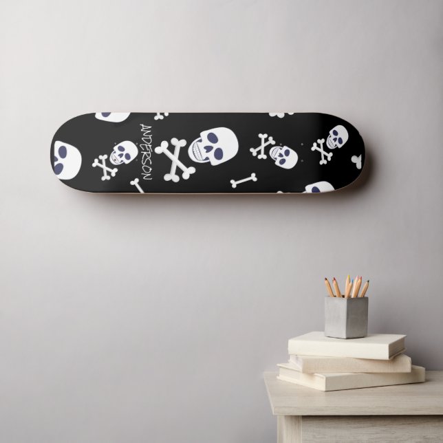Skateboard personalizado SKELETON Halloween (Arte de pared (horz))