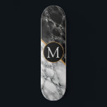 Skateboard Personalizado Su Letra Piedra De Mármol De Placa D<br><div class="desc">Patineta personalizada de piedra de mármol blanco negro - Añade tu carta / o año - edad / número / más</div>