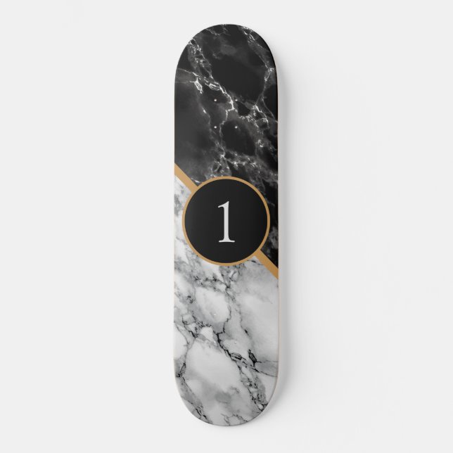 Skateboard Personalizado su número Piedra de mármol de patine (Anverso)
