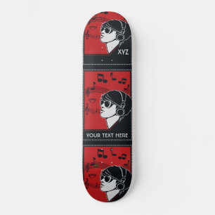 Skateboard Personalizado Textos Art Deco Patinadores de músic