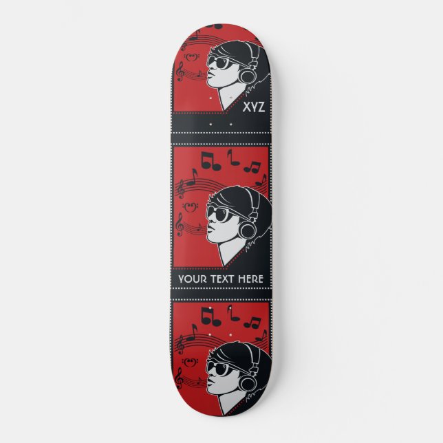 Skateboard Personalizado Textos Art Deco Patinadores de músic (Anverso)