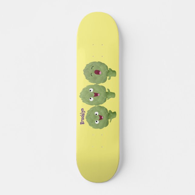 Skateboard Personalizado vegetal de alcachofas de canto lindo (Anverso )