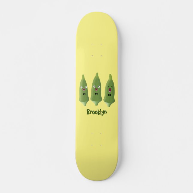 Skateboard Personalizado vegetal de okra cantante (Anverso )