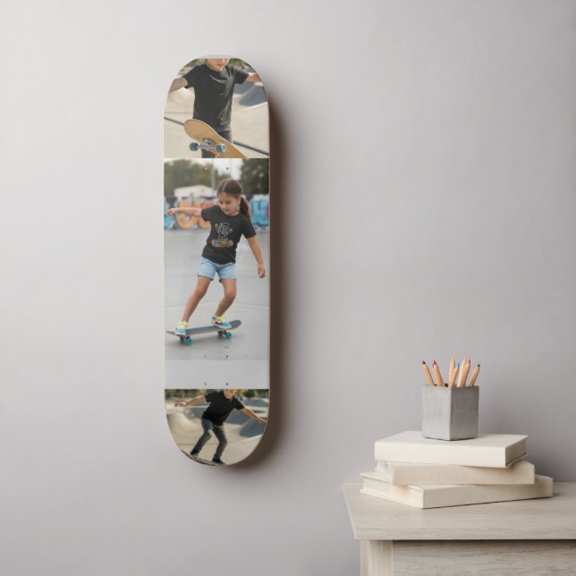 Skateboard Personalized 3-Photo Wall Art | Custom Kids Photo  (Arte de la pared)