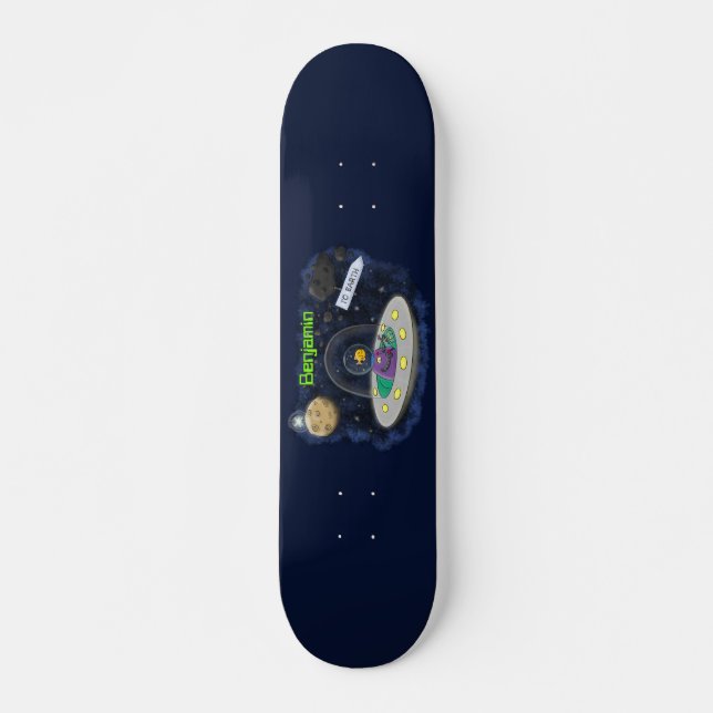 Skateboard Pescado alegre lindo del ilustracion del personali (Anverso )