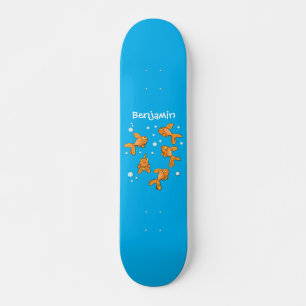 Skateboard Pescado de oro naranja lindo en el ilustracion per