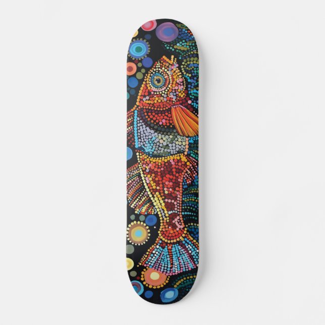 Skateboard Pescado - Estilo aborigen - Cubierta para patines (Anverso)