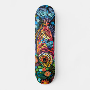 Skateboard Pescado sonriente - Estilo aborigen - Cubierta de