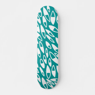 Skateboard Pétalos abstractos - Blanco en Aqua