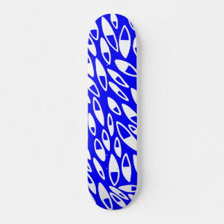 Skateboard Pétalos abstractos - Blanco sobre azul