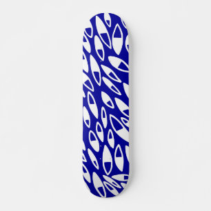 Skateboard Pétalos abstractos - Blanco sobre azul oscuro