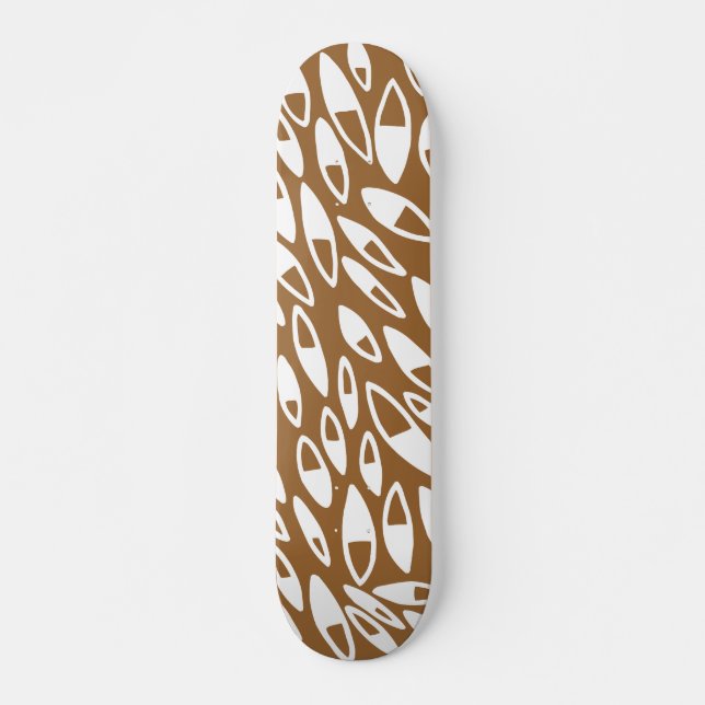 Skateboard Pétalos abstractos - Blanco sobre marrón (Anverso )