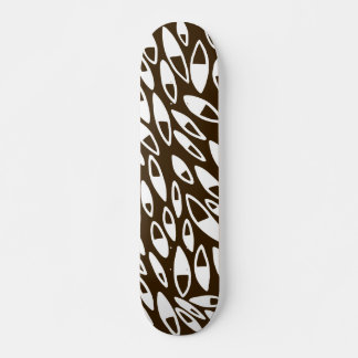 Skateboard Pétalos abstractos - Blanco sobre marrón oscuro