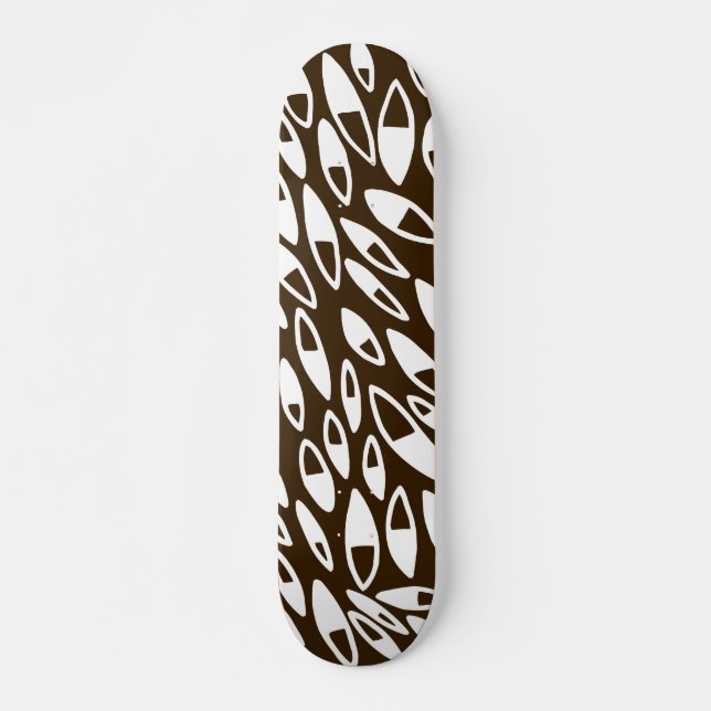 Skateboard Pétalos abstractos - Blanco sobre marrón oscuro (Anverso )