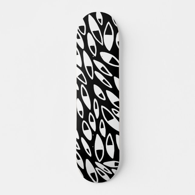 Skateboard Pétalos abstractos - Blanco sobre negro (Anverso )