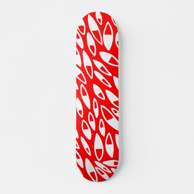 Skateboard Pétalos abstractos - Blanco sobre rojo (Anverso )
