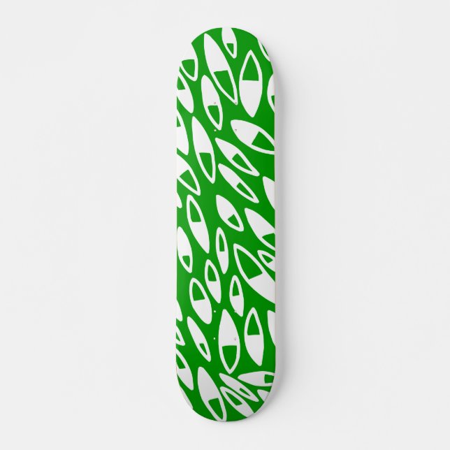 Skateboard Pétalos abstractos - Blanco sobre verde oscuro (Anverso )