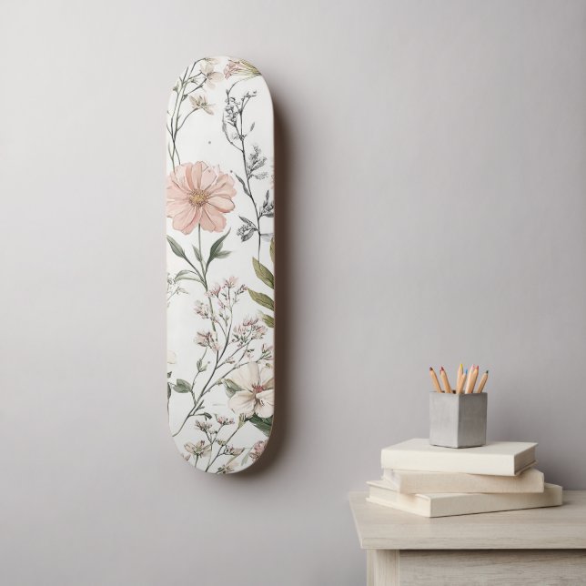 Skateboard Pétalos Serenos (Arte de la pared)