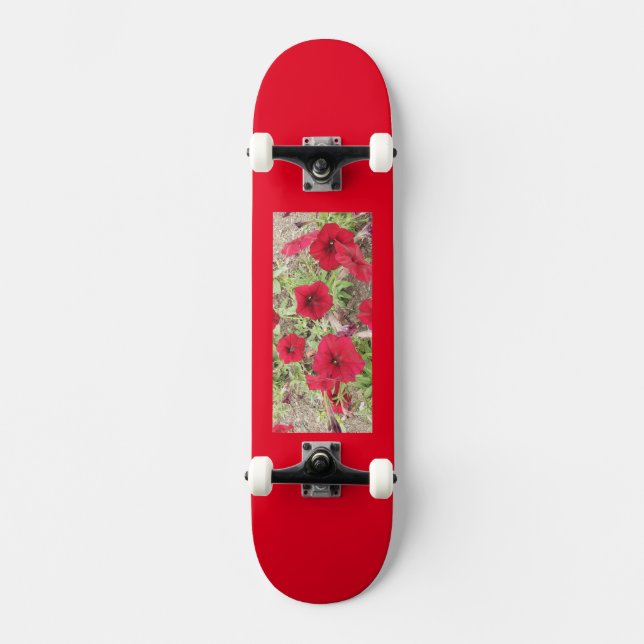 Skateboard Petunias rojas (Anverso)