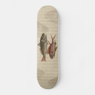 Skateboard Pez Lubina Roja Pescador Arte