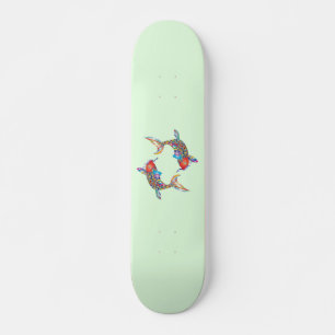 Skateboard Pez mosaico sobre verde