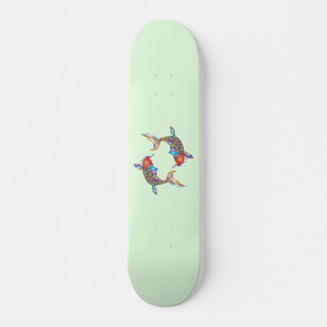 Skateboard Pez mosaico sobre verde (Anverso )
