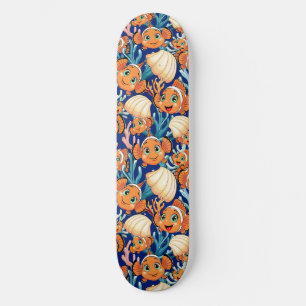 Skateboard Pez payaso Dibujo animado lindo Familia Subacuátic
