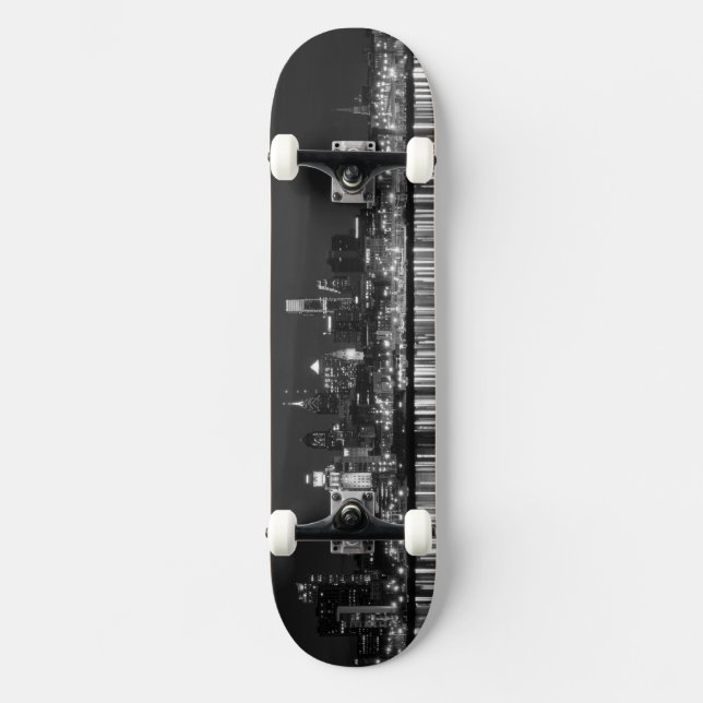 Skateboard Philly night b/w (Anverso)