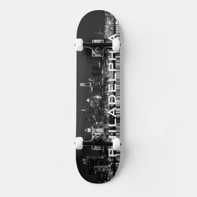 Skateboard Philly night b/w (Anverso)