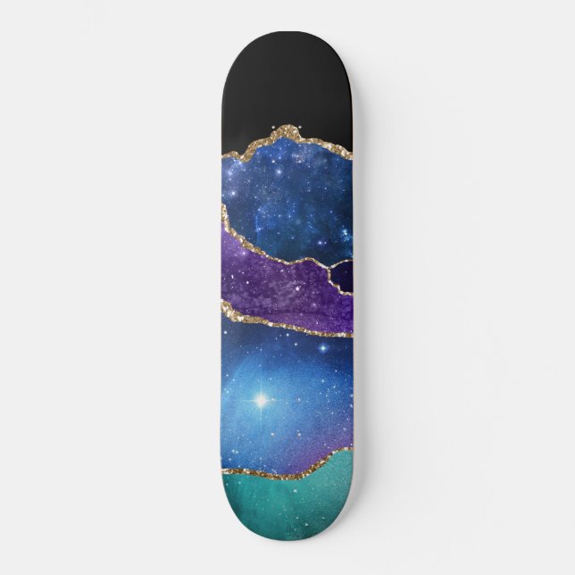 Skateboard Piedra de Ágata Galaxia Brillante y Reluciente Fal (Anverso)