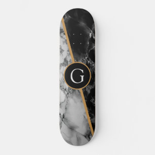 Skateboard Piedra de mármol blanco y negro a la moda -agrega 