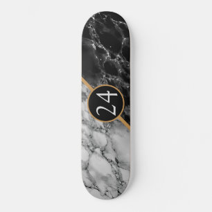 Skateboard Piedra de mármol blanco y negro a la moda -añada t