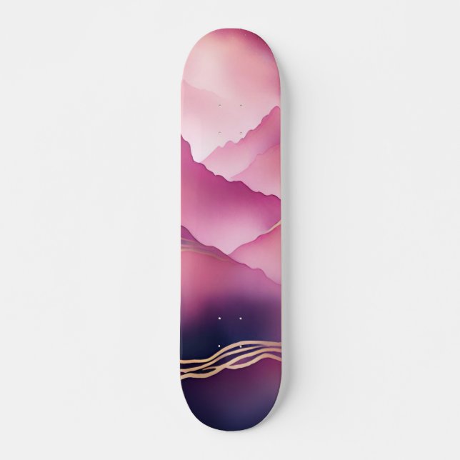 Skateboard Piedra de mármol metálico de oro rosa (Anverso )