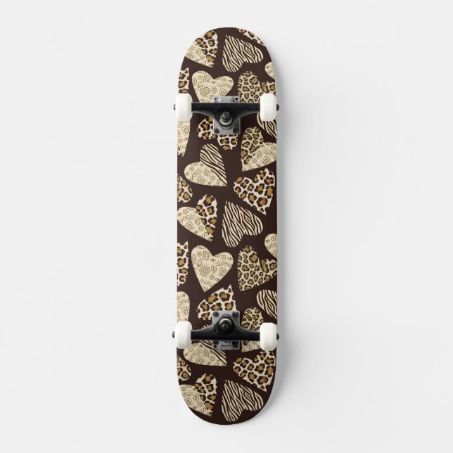 Skateboard Piel animal con los corazones (Anverso)